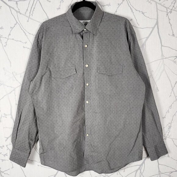 Acorn by Bob Goldfeder Gray Dots Print Hexagon Snap Western Shirt - Picture 1 of 8